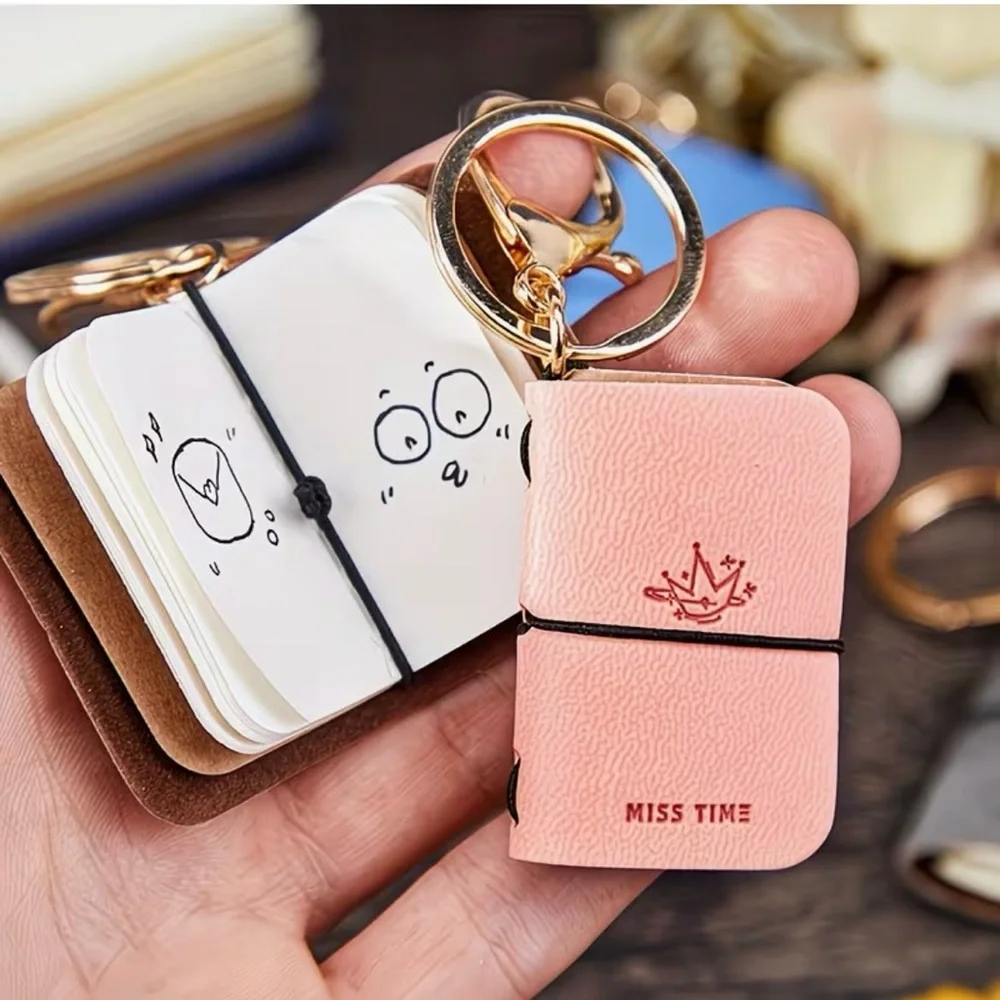 Kawaii Mini Travel Journal Notebook Keychain in Beautiful Teal